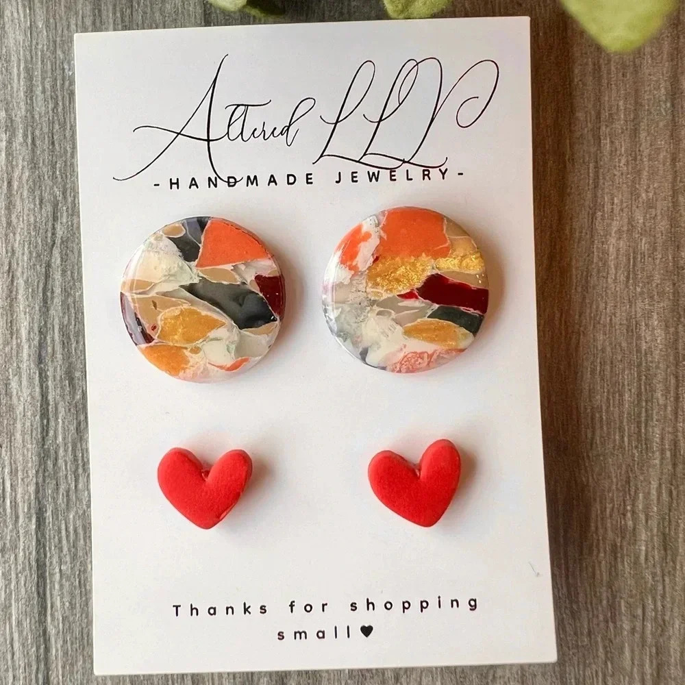 2/$30 Handmade -Earrings “I ♥️ You” Collection